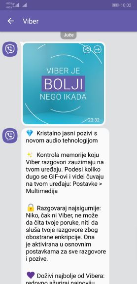 Viber kvalitet poziva, Viber manje memorije