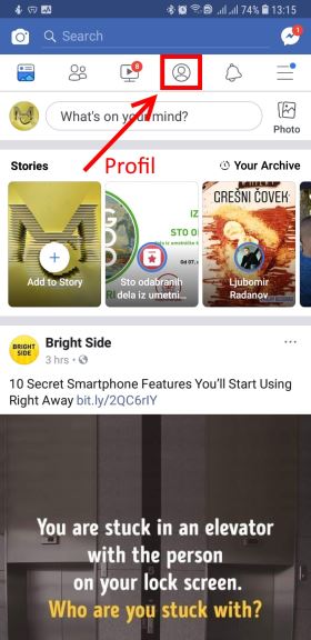 Facebook novo dugme Profil aplikacija Facebook