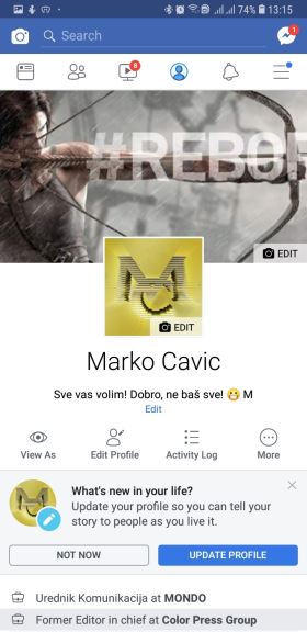 Facebook novo dugme Profil aplikacija Facebook