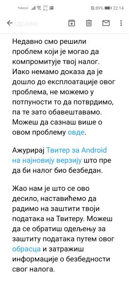 Twitter aplikacija update mejl, Twitter mejl ažuriranje aplikacije, Twitter mejl update aplikacije