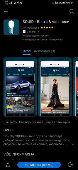 SQUID aplikacija vesti, Šta je SQUID aplikacija, SQUID Huawei HONOR telefoni Google zamena