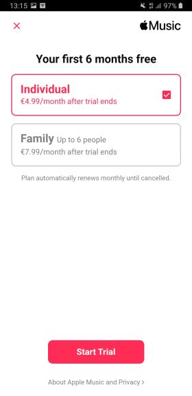 Apple Music probni period cena