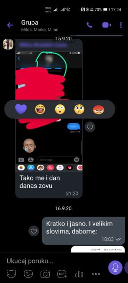 Viber reakcije smajliji kao na Messenger aplikaciji, Viber reakcije na poruke smajliji kako se koris