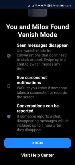 poruke na mesendžeru aplikacija vanish mode