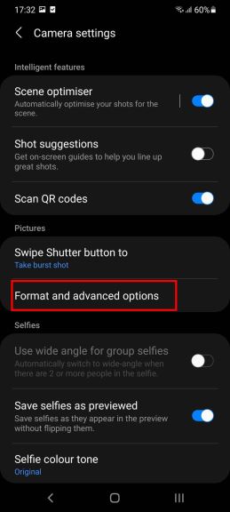 puna memorija telefona raw format kamere slika