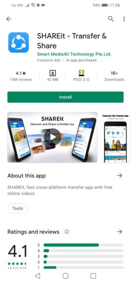 štetna aplikacija za android telefone shareit 
