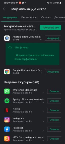 viber android aplikacije ne rade pucaju izbacuju na početni ekran sistemski webview greška update