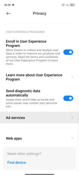 xiaomi telefoni kako iskljuciti reklame miui 12