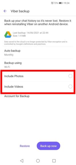 Viber backup slika i video snimaka