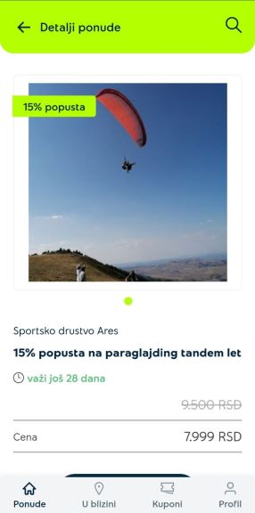 Yettel aplikacija popusti paraglajding