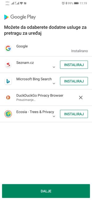 Android izbor pretraživaca interneta koji nije Google, Google više nije primaran Android pretraživac