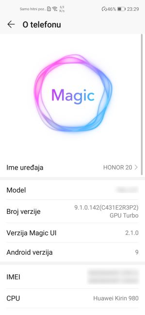 HONOR 20 Android update, HONOR 20 update 4,15 GB