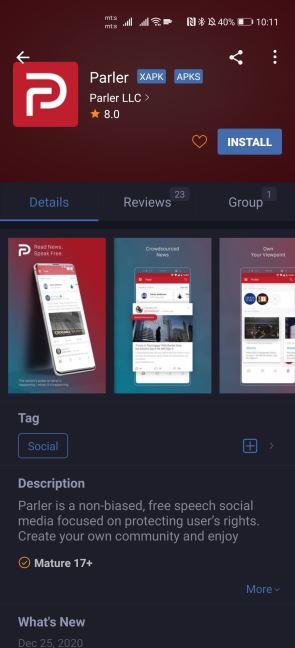 parler zabrana android ios iphone slobodna aplikacija donald tramp
