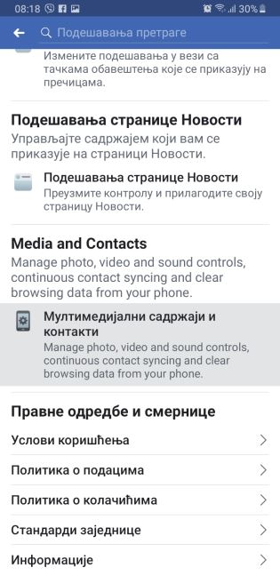 Iskljucite Facebook sinhronizaciju kontakata