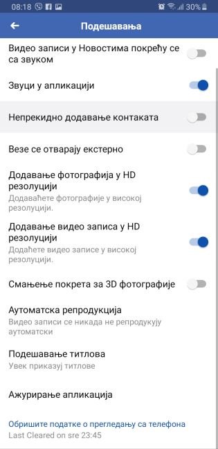 Iskljucite Facebook sinhronizaciju kontakata