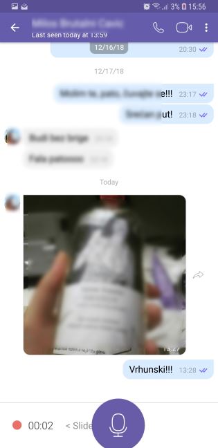 Viber glasovne poruke 15 minuta trajanje