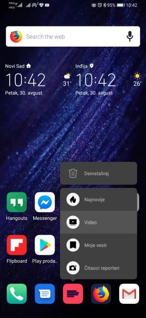 MONDO aplikacija pop-up opcije ikonice, Kako se koristi MONDO aplikacija pop-up meni na ikonici