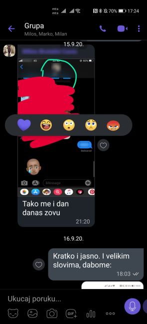 Viber reakcije smajliji kao na Messenger aplikaciji, Viber reakcije na poruke smajliji kako se koris