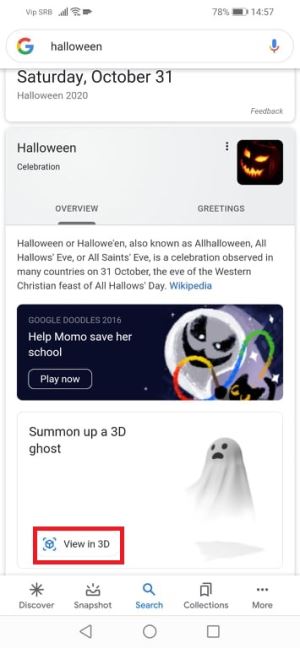 duh aplikacija noc veštica google android telefon proširena realnost ar tehnologija