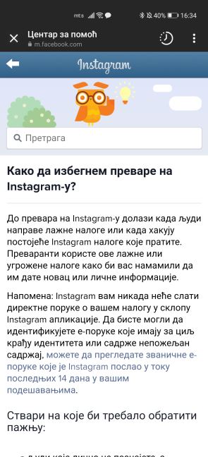Instagram upozorenje login podaci prevara