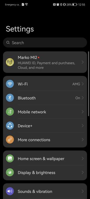 Huawei P50 Pro EMUI 12 interfejs