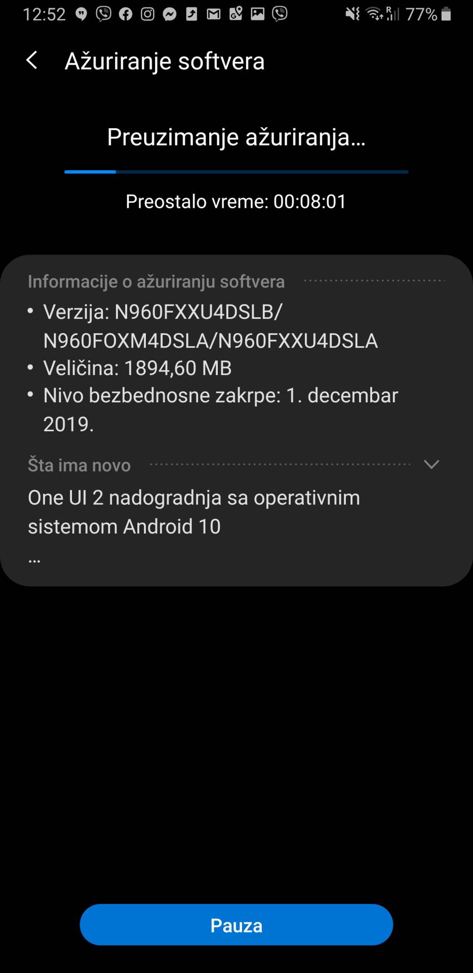 Samsung Galaxy Android 10 update, Samsung Galaxy Note9 Android 10 ažuriranje