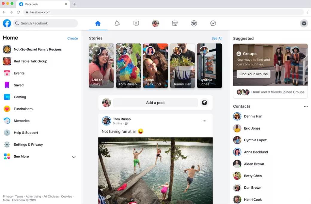 Facebook Dark Mode novi izgled društvene mreže, Facebook novi dizajn i Dark Mode, Facebook promena
