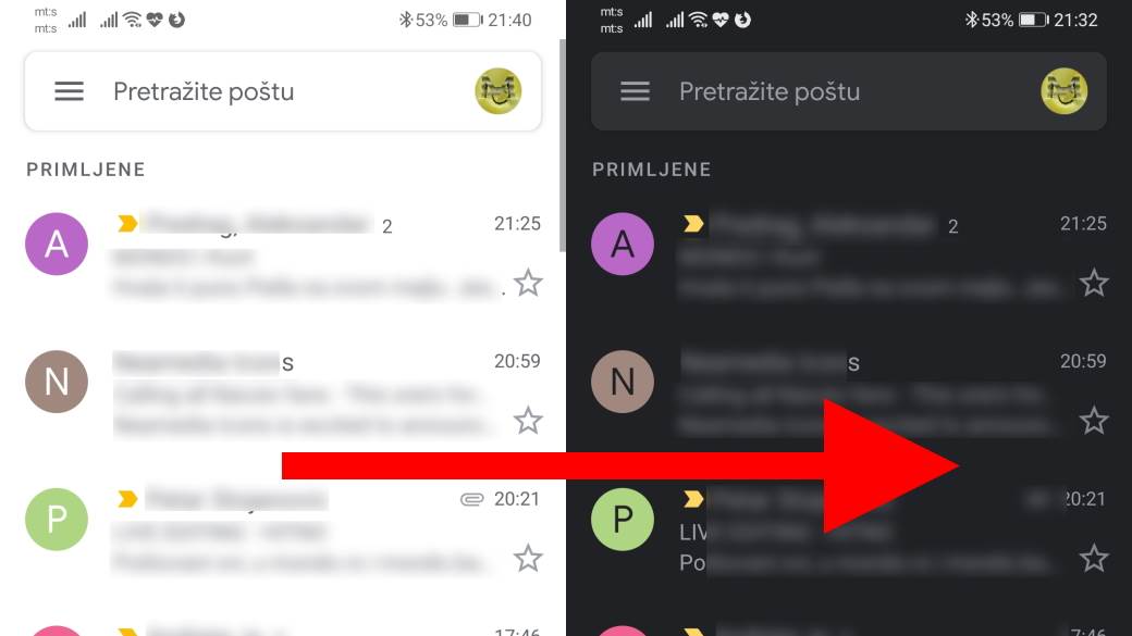 GMail Dark Mode kako aktivirati, Ko ima GMail Dark Mode, GMail Dark Mode Android 10 app, GMail Dark