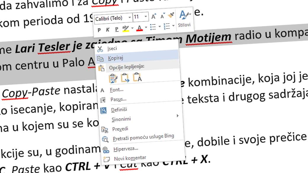 Kako su nastali Cut, Copy i Paste, Lari Tesler Cut, Copy i Paste, Cut, Copy i Paste PC skracenice