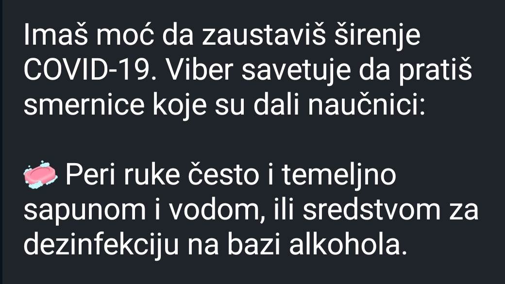 Viber Srbija poruka COVID-19 virus korona, Viber virus korona, 