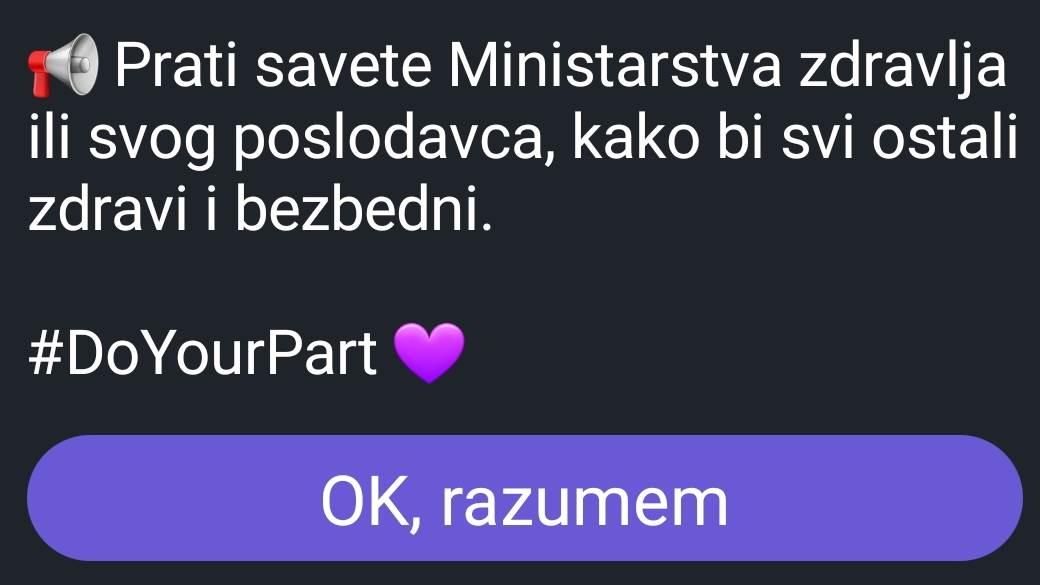 Viber Srbija poruka COVID-19 virus korona, Viber virus korona, 