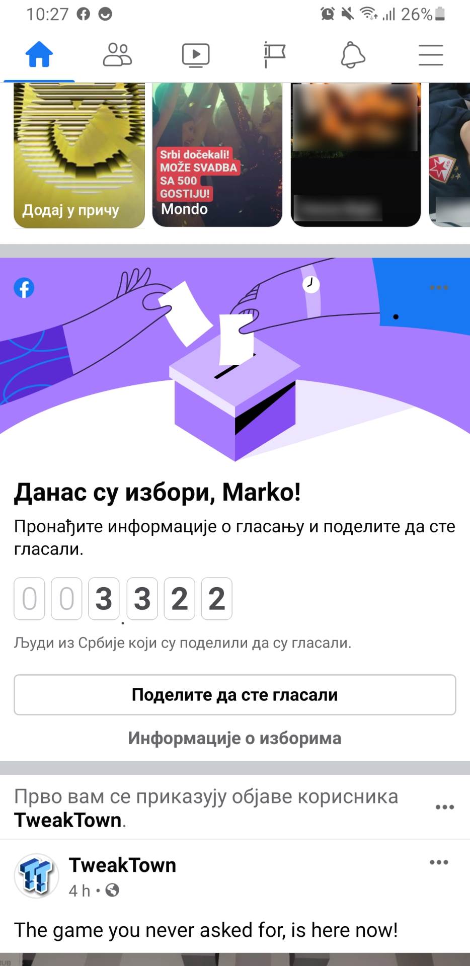 Facebook izbori Srbija 2020, Facebook prati izbore u Srbiji, Facebook poziva na glasanje Izbori 2020