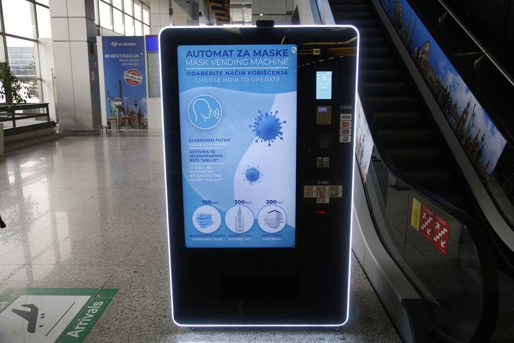 Mašina za maske Srbija koronavirus, Mašina za maske 365 ADS aerodrom Nikola Tesla