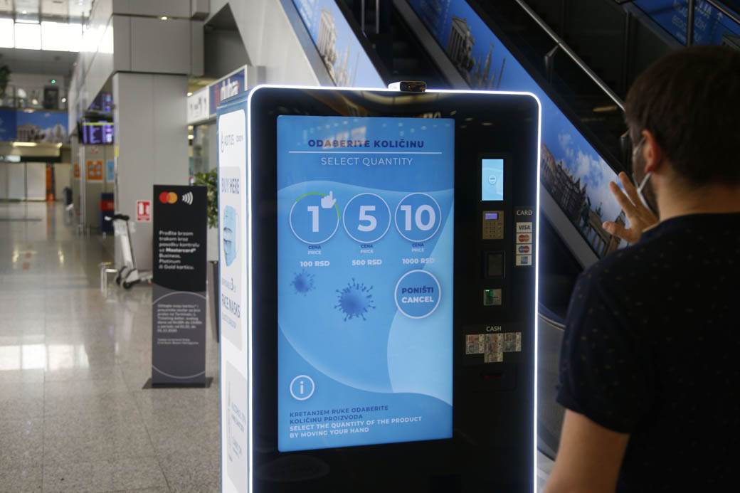 Mašina za maske Srbija koronavirus, Mašina za maske 365 ADS aerodrom Nikola Tesla