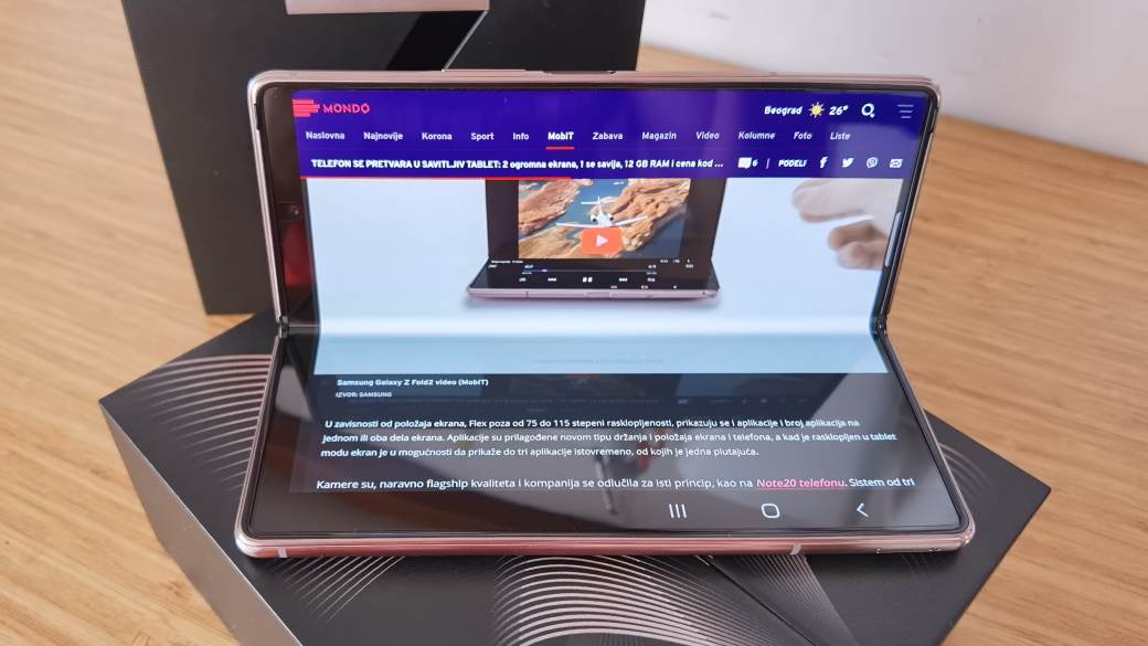 Samsung Galaxy Z Fold2 5G raspakivanje video test savitljivi telefon, Samsung Galaxy Z Fold2 2085€