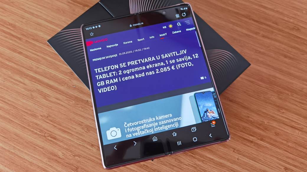 Samsung Galaxy Z Fold2 5G raspakivanje video test savitljivi telefon, Samsung Galaxy Z Fold2 2085€