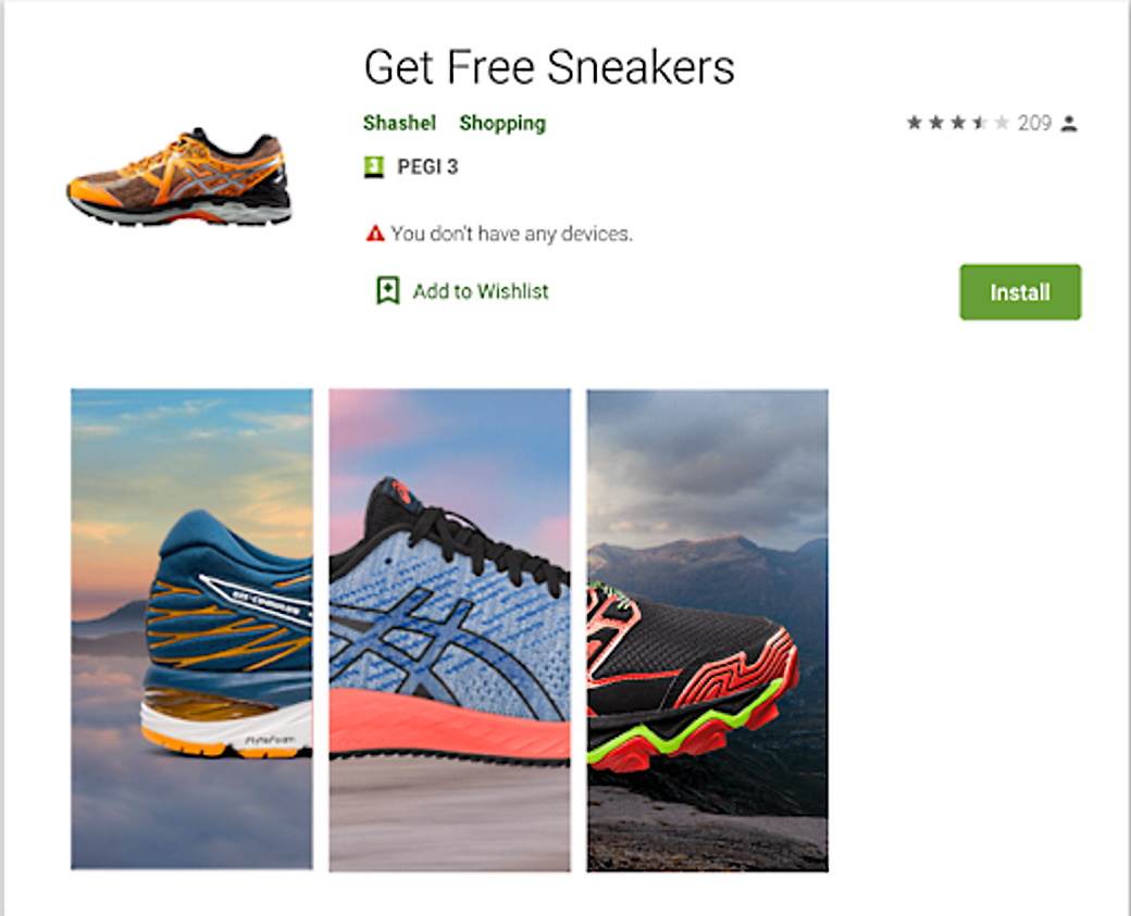 Aplikacije prevara, Opasne aplikacije, Poklon patike aplikacija prevara, Free Boots aplikacija preva