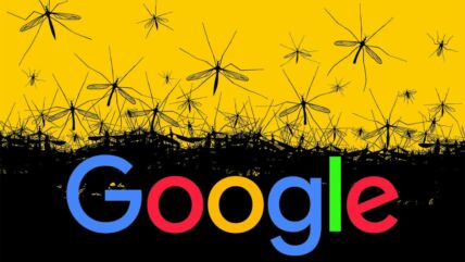Ilustacija velikog broja komaraca sa Google logotipom
