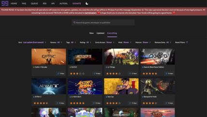 Obaveštenje o gašenju GOG-Games piratskog sajta