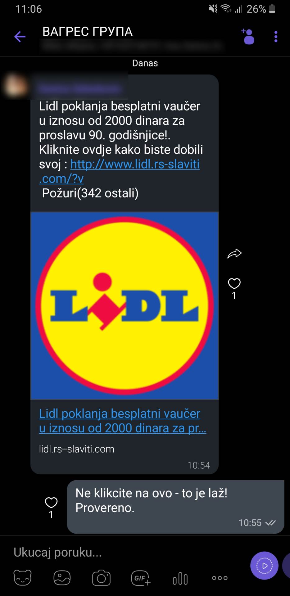 Lidl nagradna igra Srbija laž, Lažna vest Lidl nagradna igra, WhatsApp Lidl igra, Viber Lidl igra