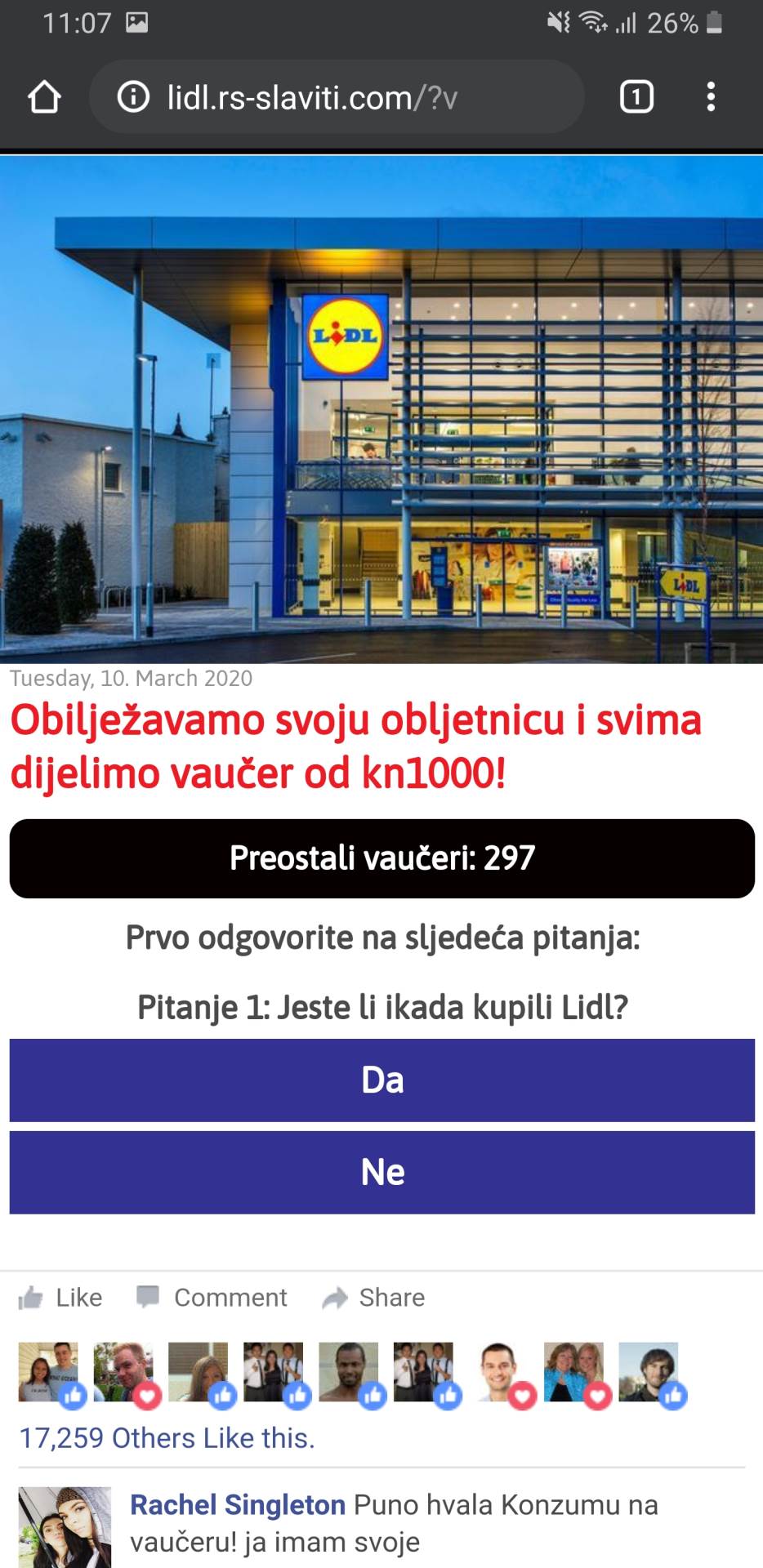 Lidl nagradna igra Srbija laž, Lažna vest Lidl nagradna igra, WhatsApp Lidl igra, Viber Lidl igra