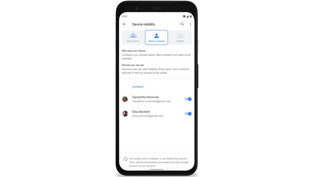 Slanje velikih fajlova preko telefona, Kako poslati video preko mobilnog, Android Nearby Share meni