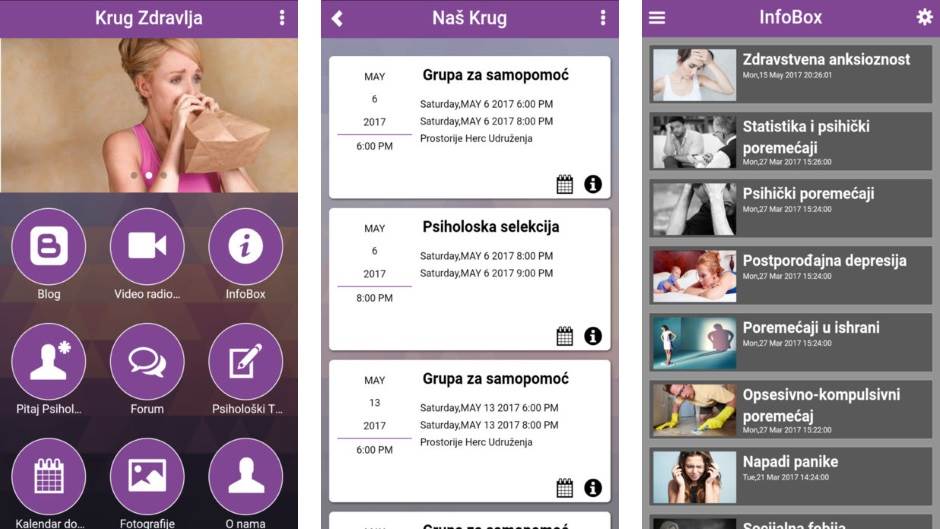 Pomoć psihologa i mentalno zdravlje aplikacija Krug Zdravlja