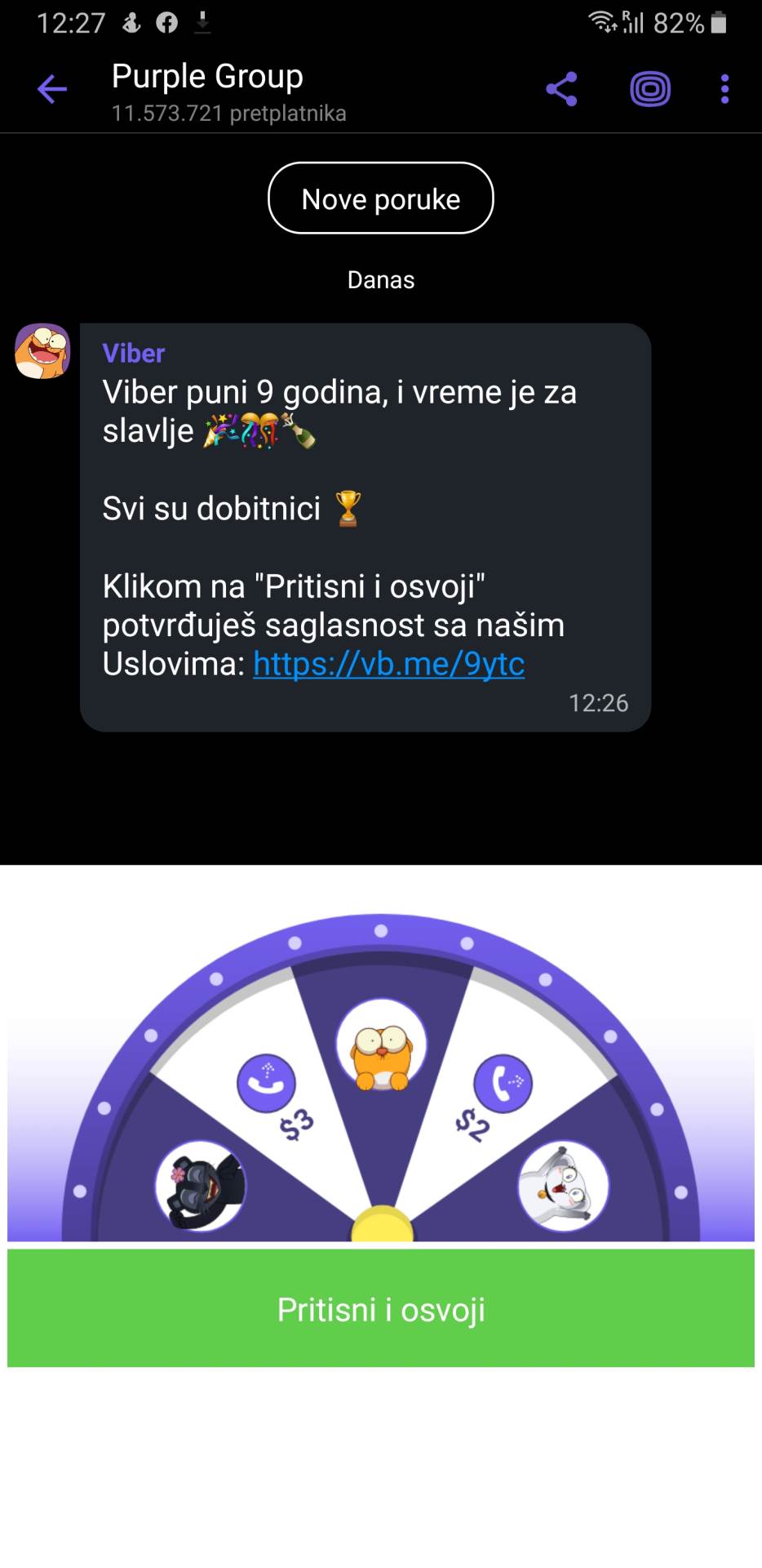 Viber tocak srece nagrade Viber deveti rodendan