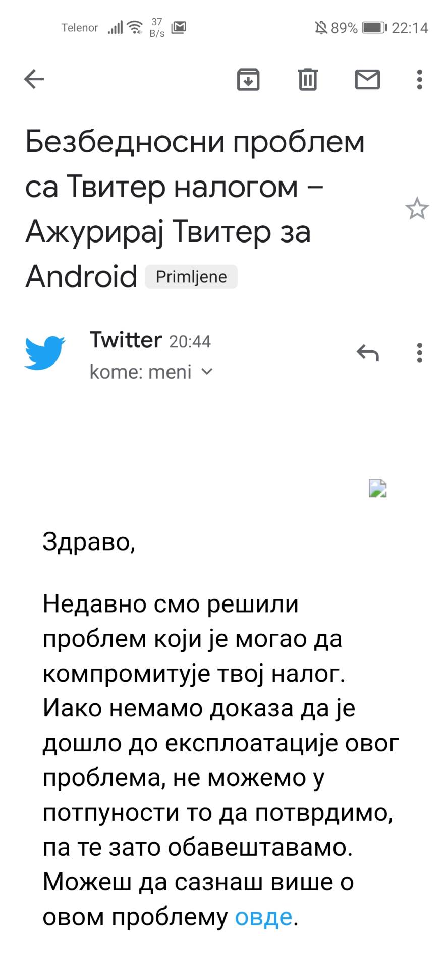 Twitter aplikacija update mejl, Twitter mejl ažuriranje aplikacije, Twitter mejl update aplikacije