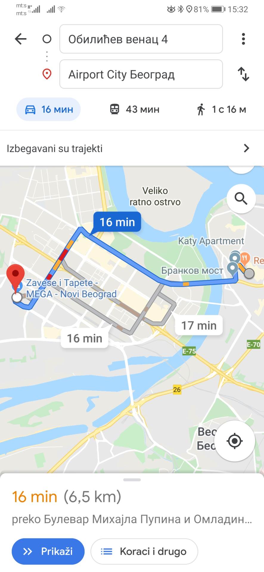 Google Transit GSP Beograd navigacija, Google Maps gradski prevoz Beograd