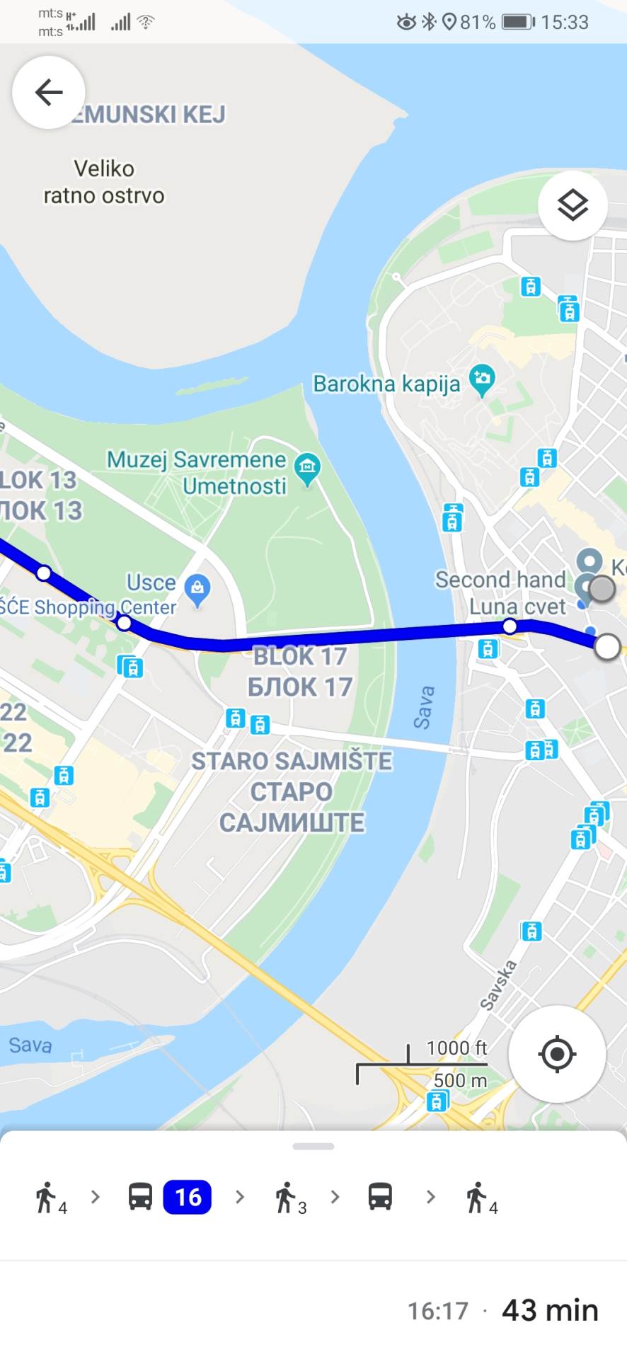 Google Transit GSP Beograd navigacija, Google Maps gradski prevoz Beograd