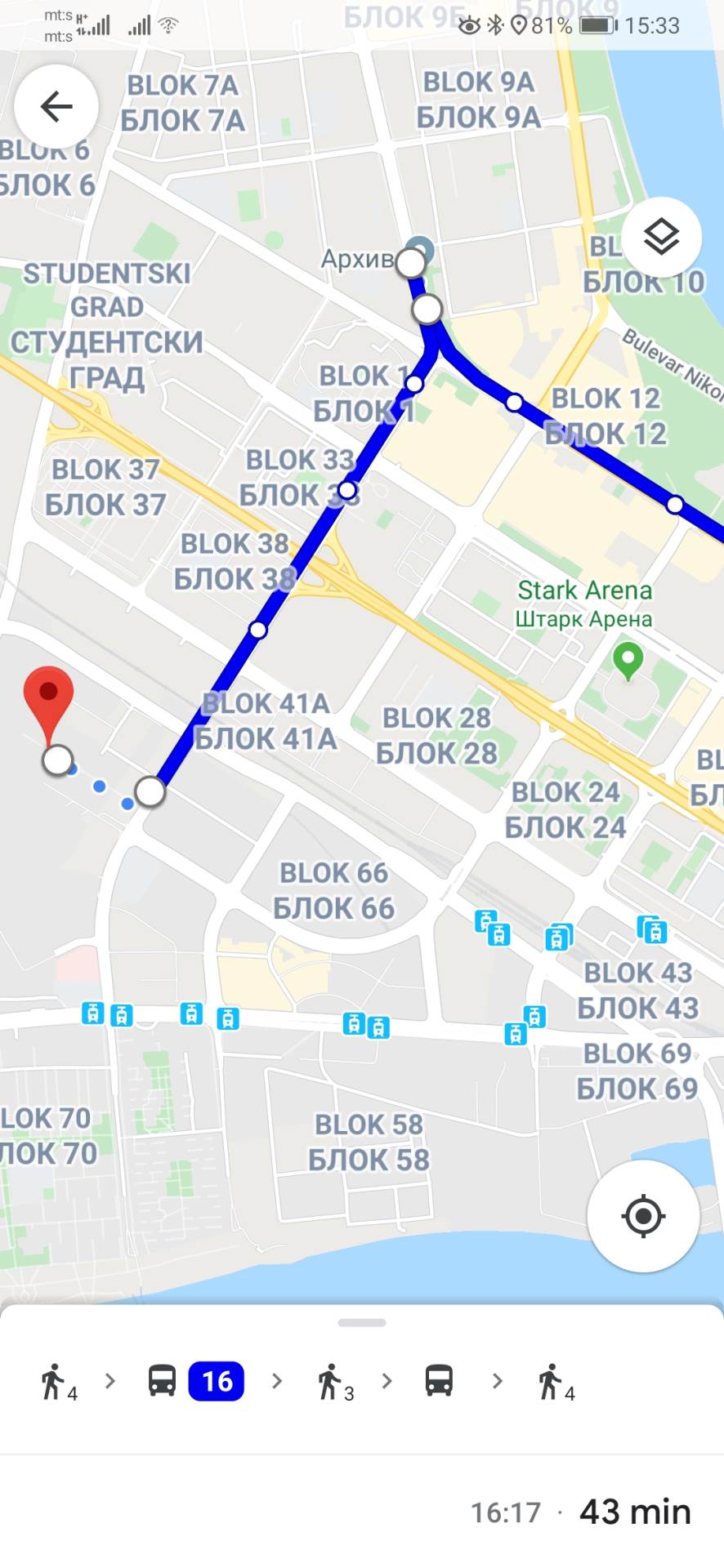 Google Transit GSP Beograd navigacija, Google Maps gradski prevoz Beograd