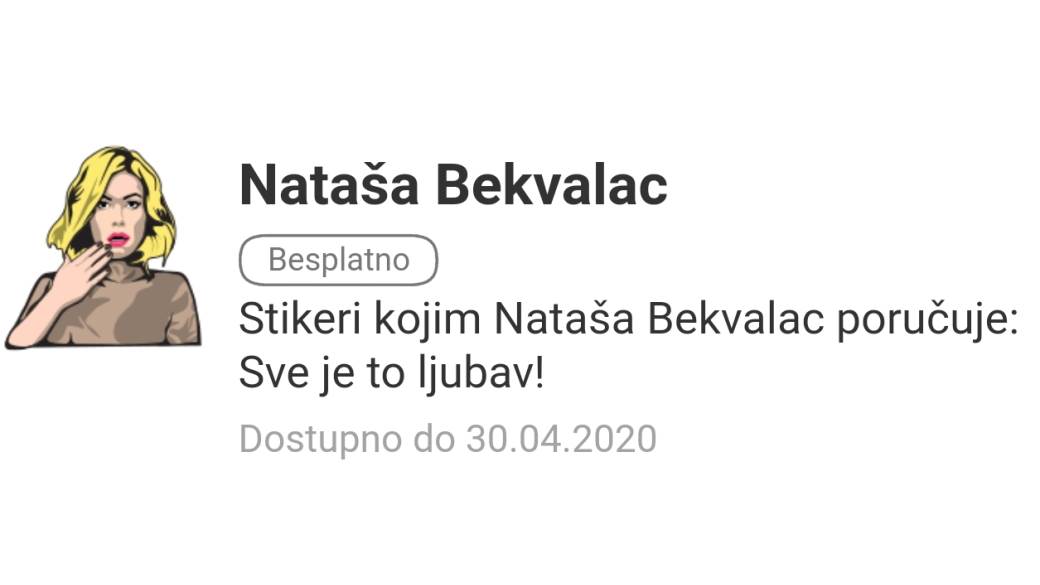 Nataša Bekvalac Viber stickers, Nataša Bekvalac Viber Community, Nataša Bekvalac slicice Viber app