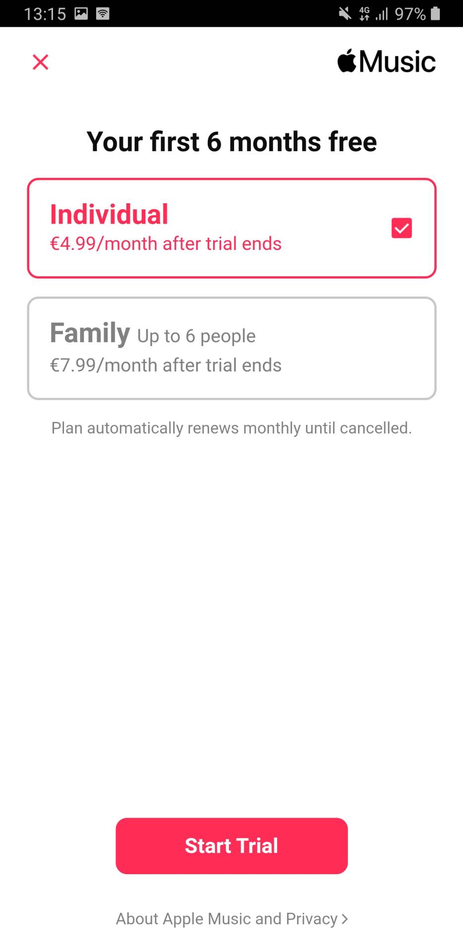 Apple Music probni period cena